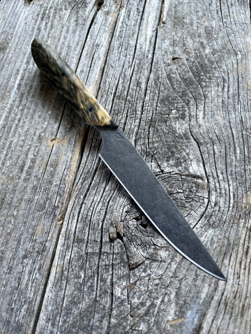 Western Paring Knife 3.75" —  Buckeye Burl & Linen Micarta