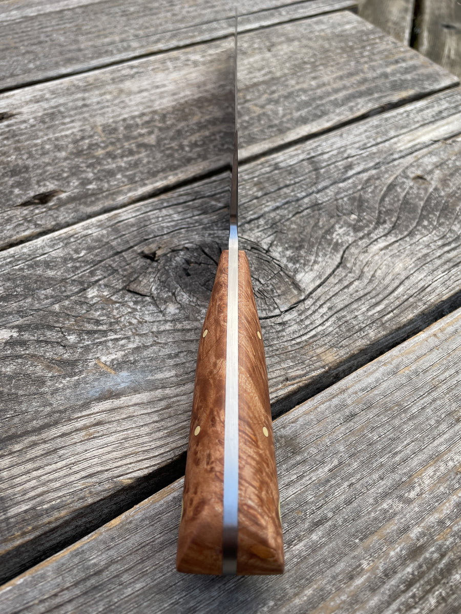 Western Chef’s Knife 7” — Maple Burl & Brass