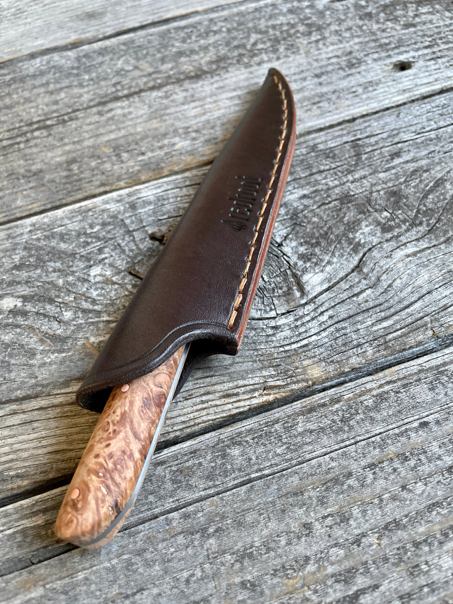 Western Paring Knife 3.75" —  Maple Burl & Copper