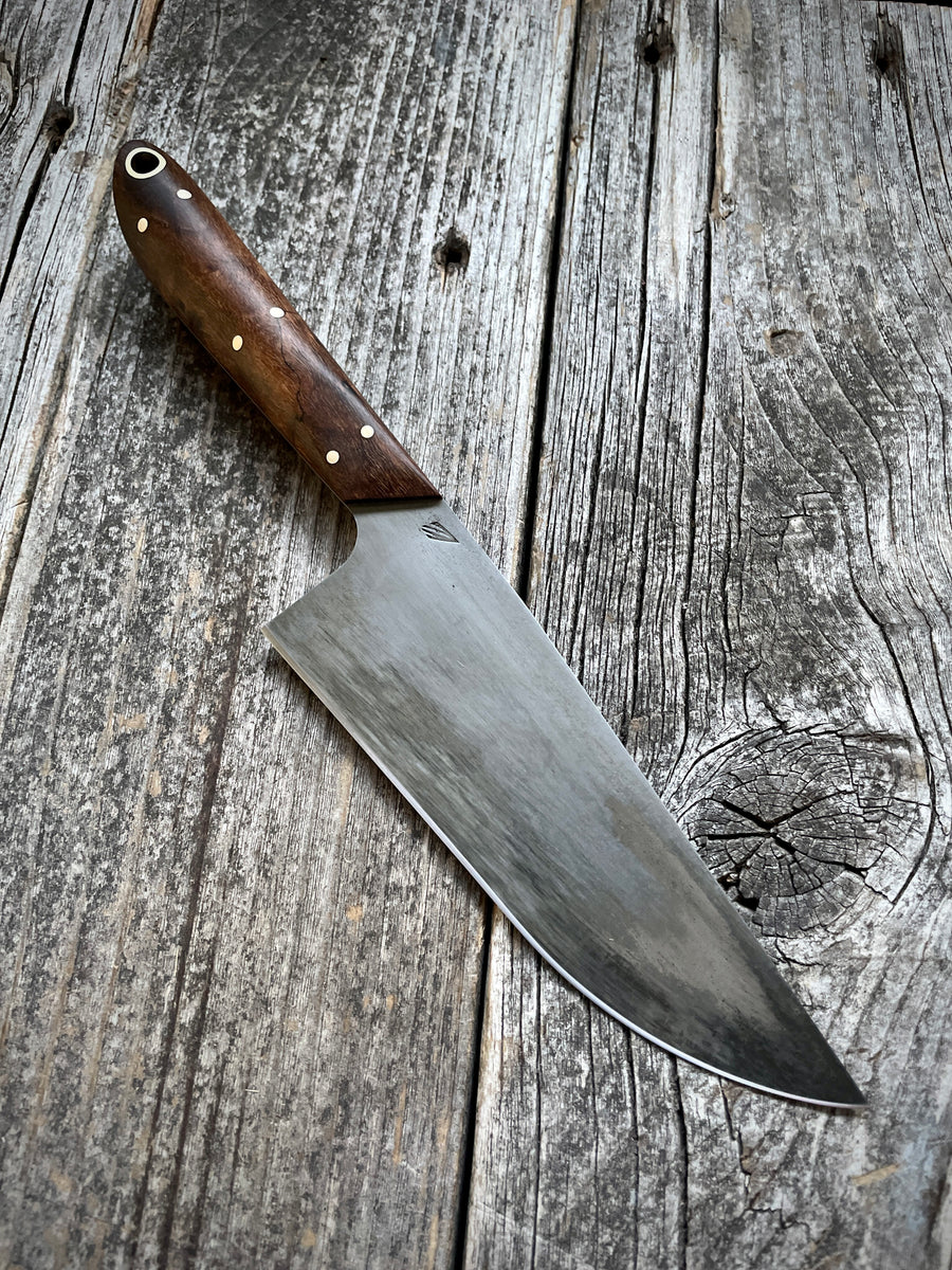 Western Mini-Chef's Knife — Spalted Maple & Brass