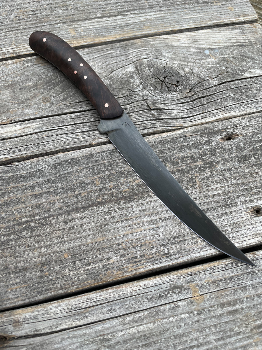 Mattei’s Boning/Fillet knife 6" — (Rigid) Curly Walnut & Copper