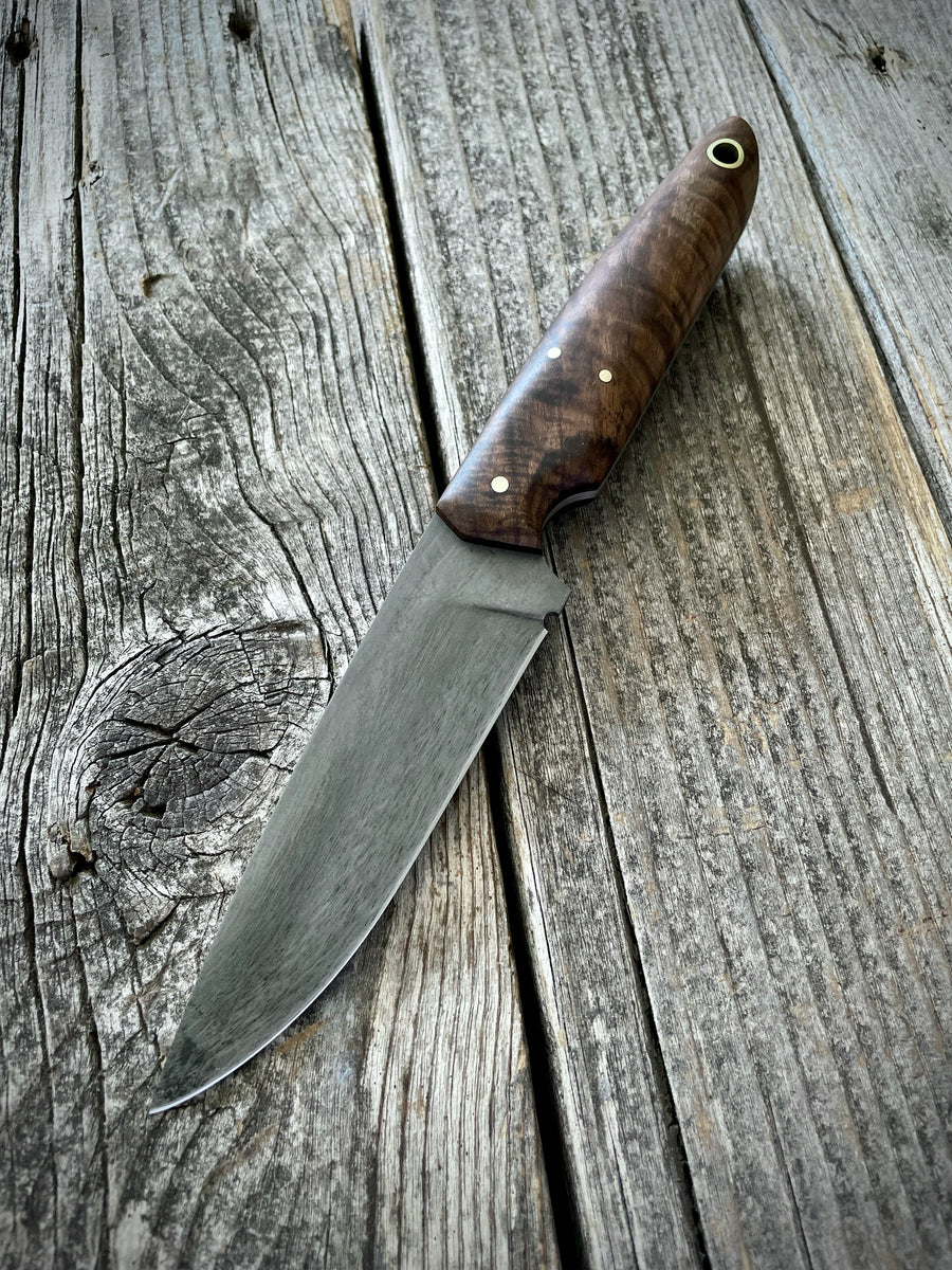 Drop-Point Harvester— Quilted Walnut & Brass