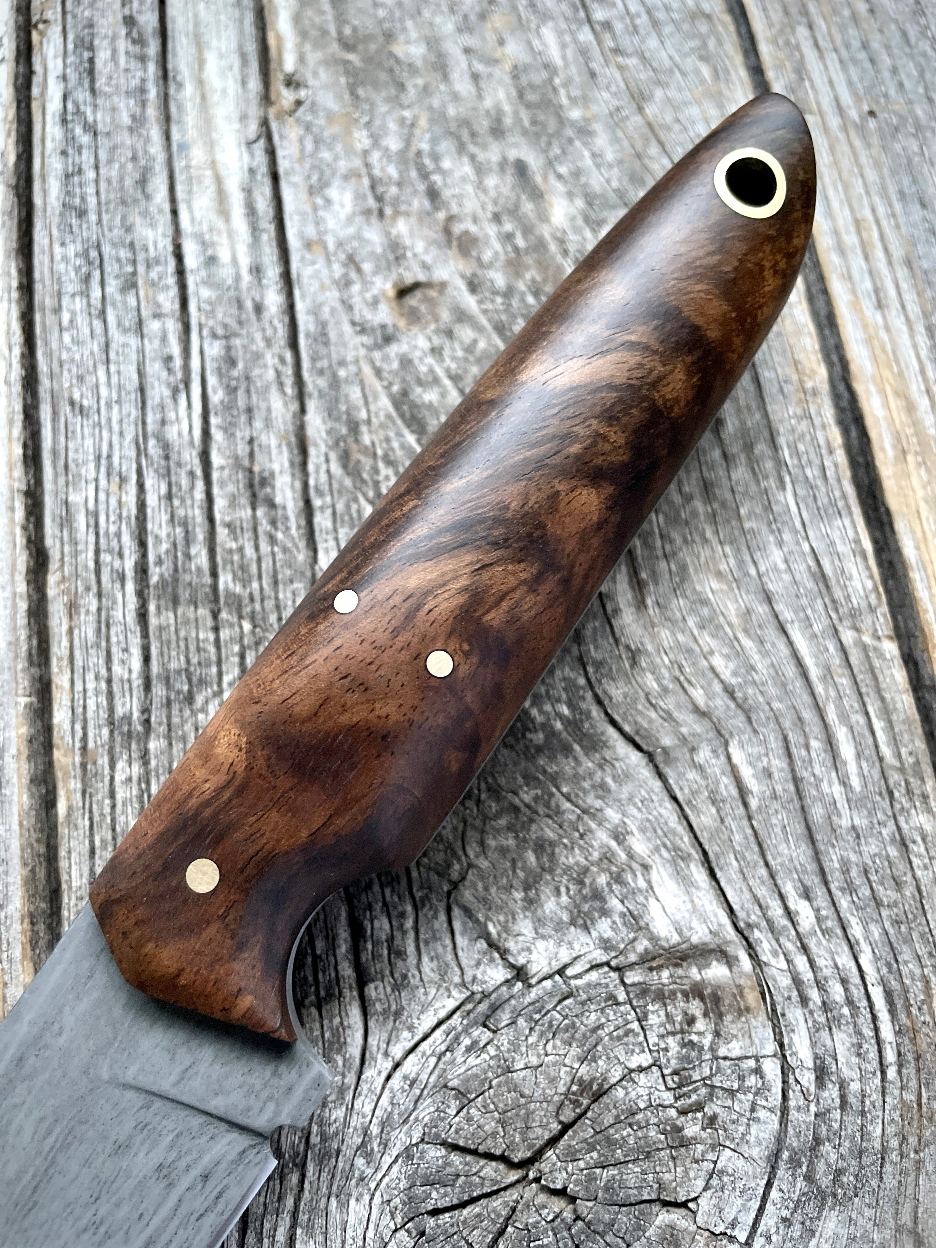 Drop-Point Harvester— Walnut Burl & Brass