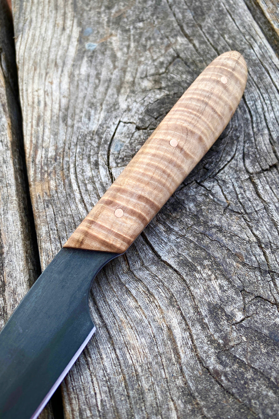 Western Paring Knife 3.75" — Quilted Maple & Copper