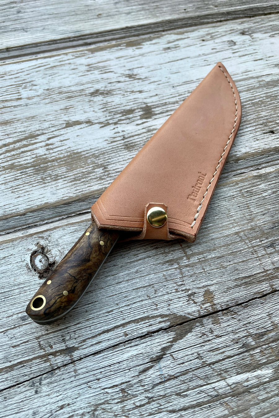 Western Mini-Chef's Knife — Spalted Maple & Copper