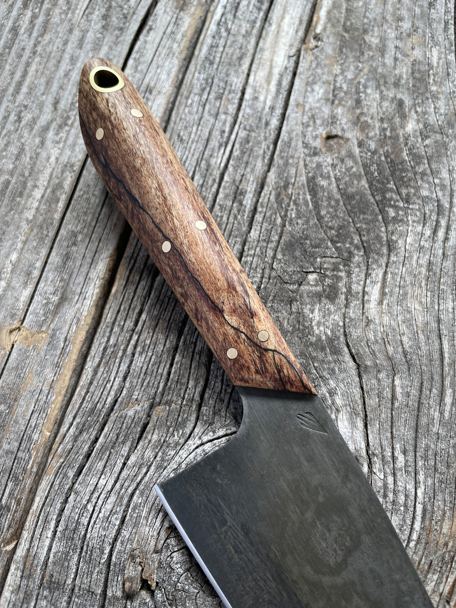 Western Mini-Chef's Knife — Spalted Maple & Brass