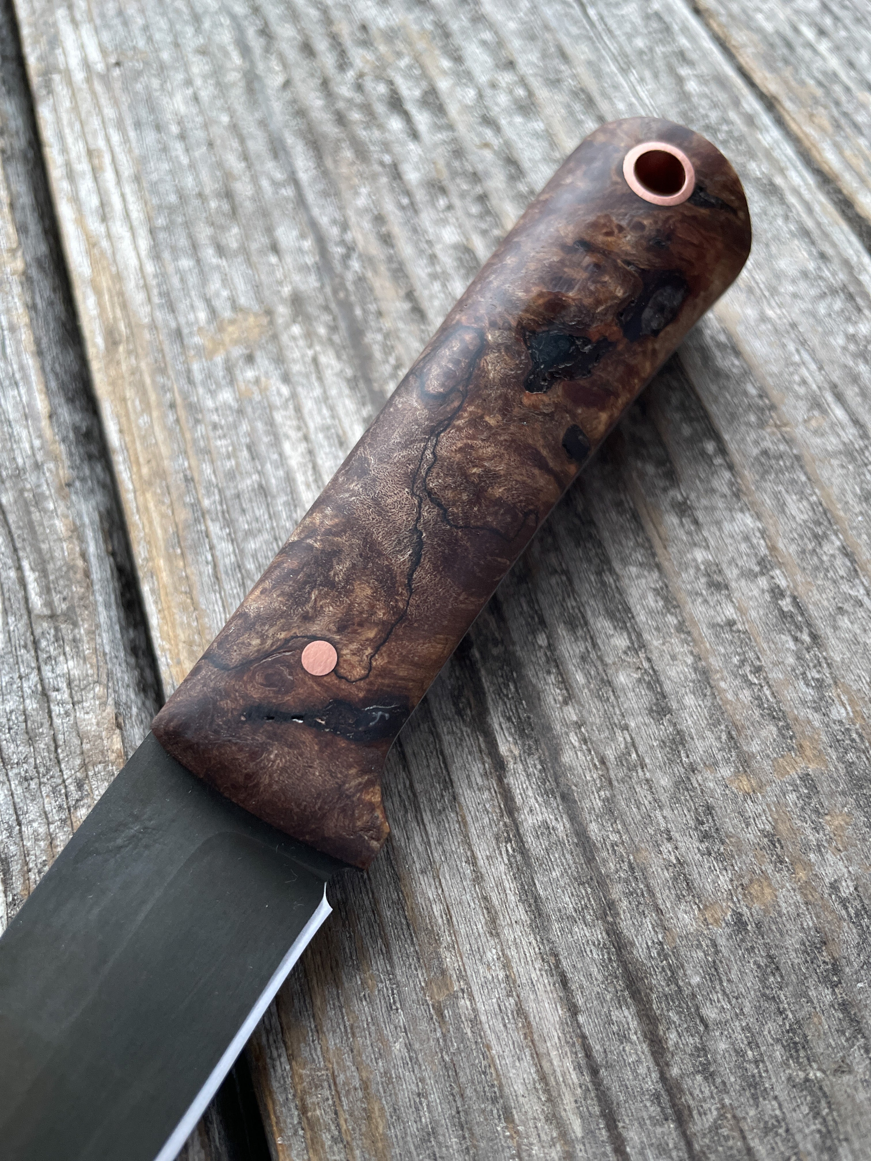 Mountain Scout Knife — Spalted Maple Burl & Copper