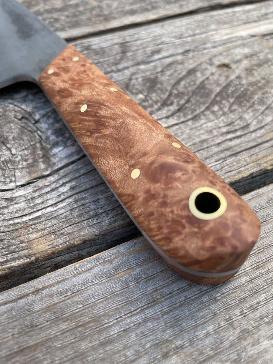 Western Chef’s Knife 7” — Maple Burl & Brass