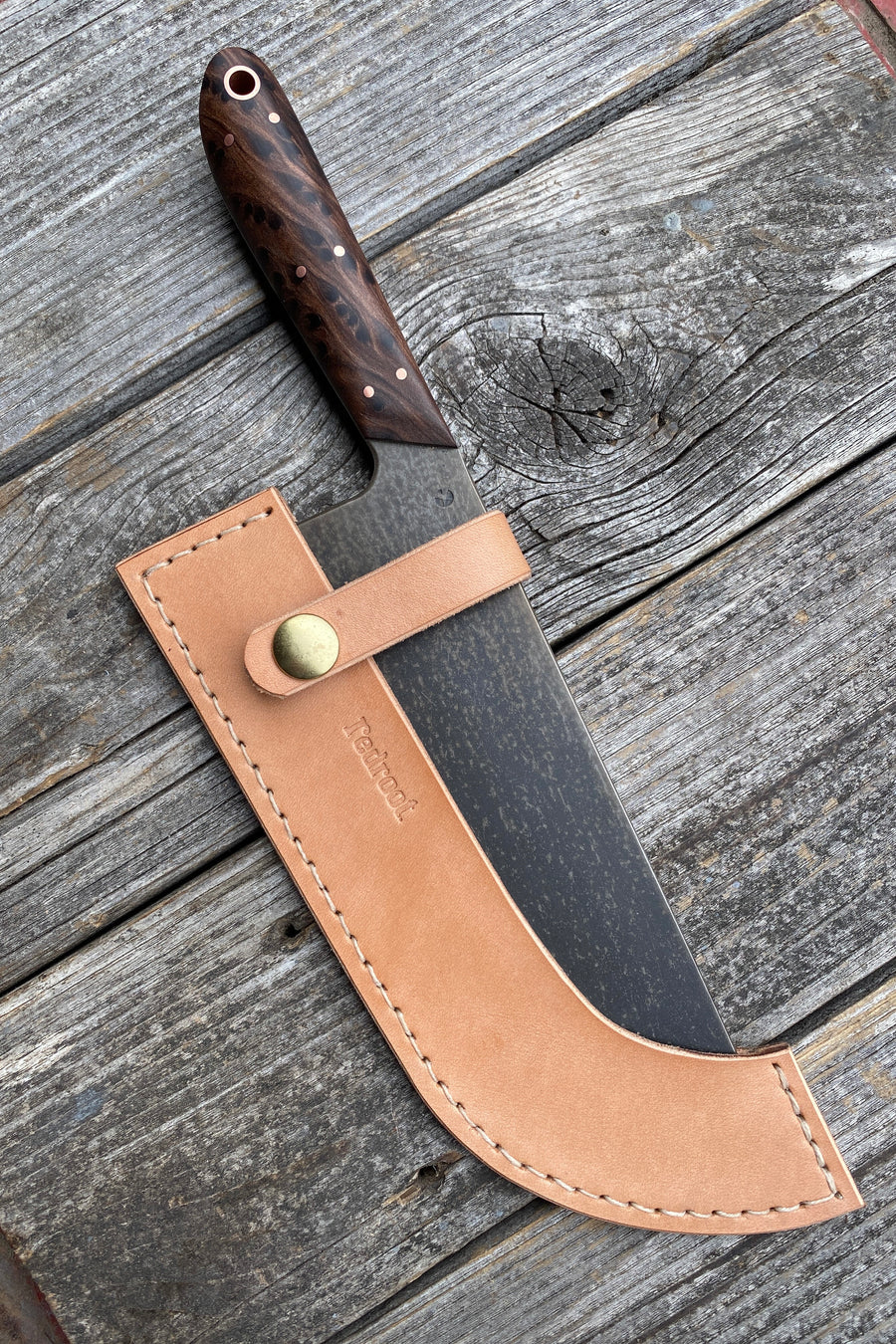 Western Cleaver 7” — Redwood Burl & Copper