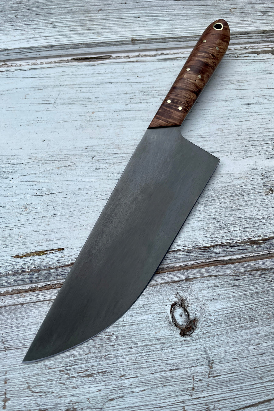 Western Chef’s Knife 7” — Dyed Elm Burl & Brass