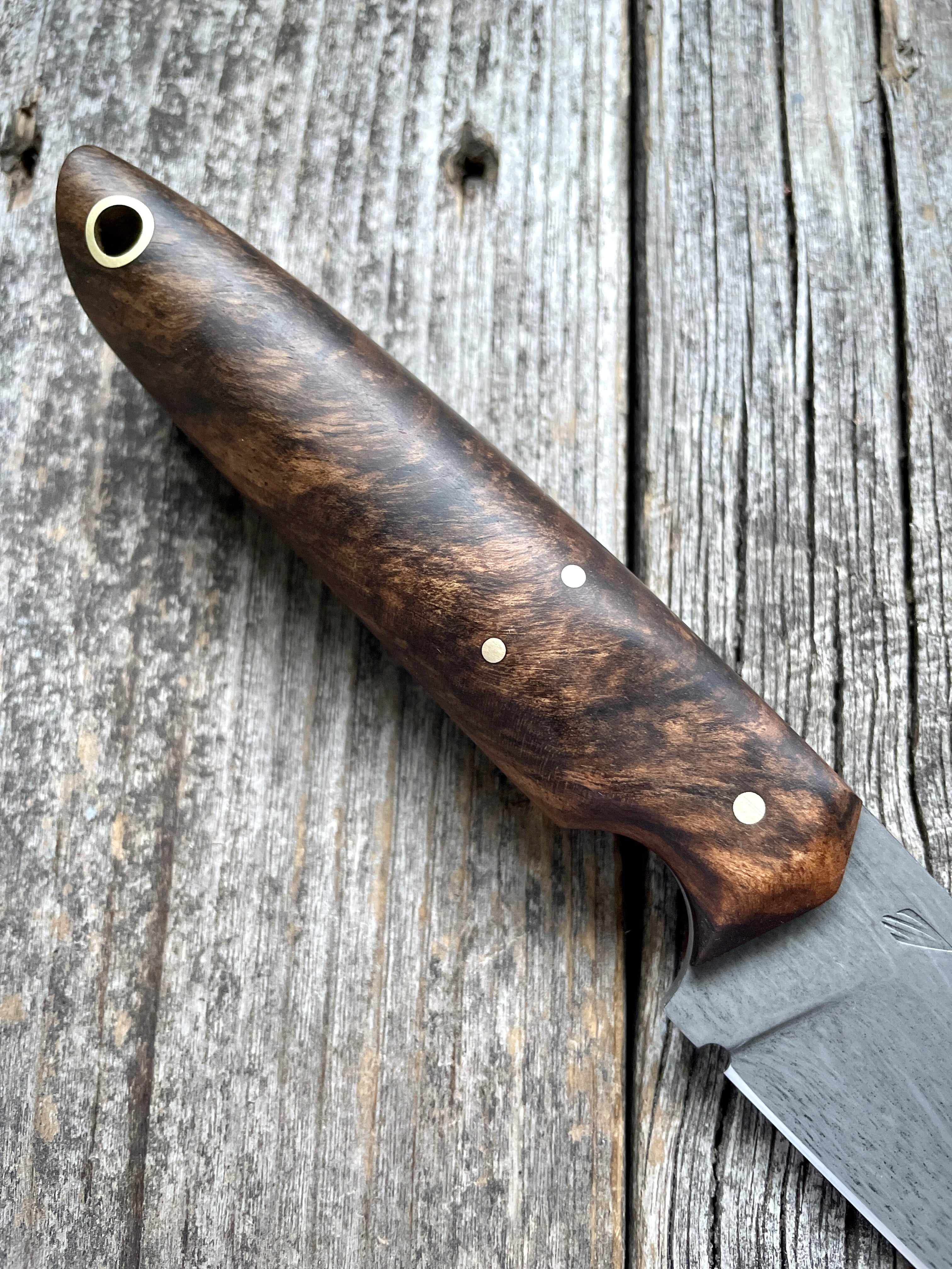 Drop-Point Harvester— Walnut Burl & Brass