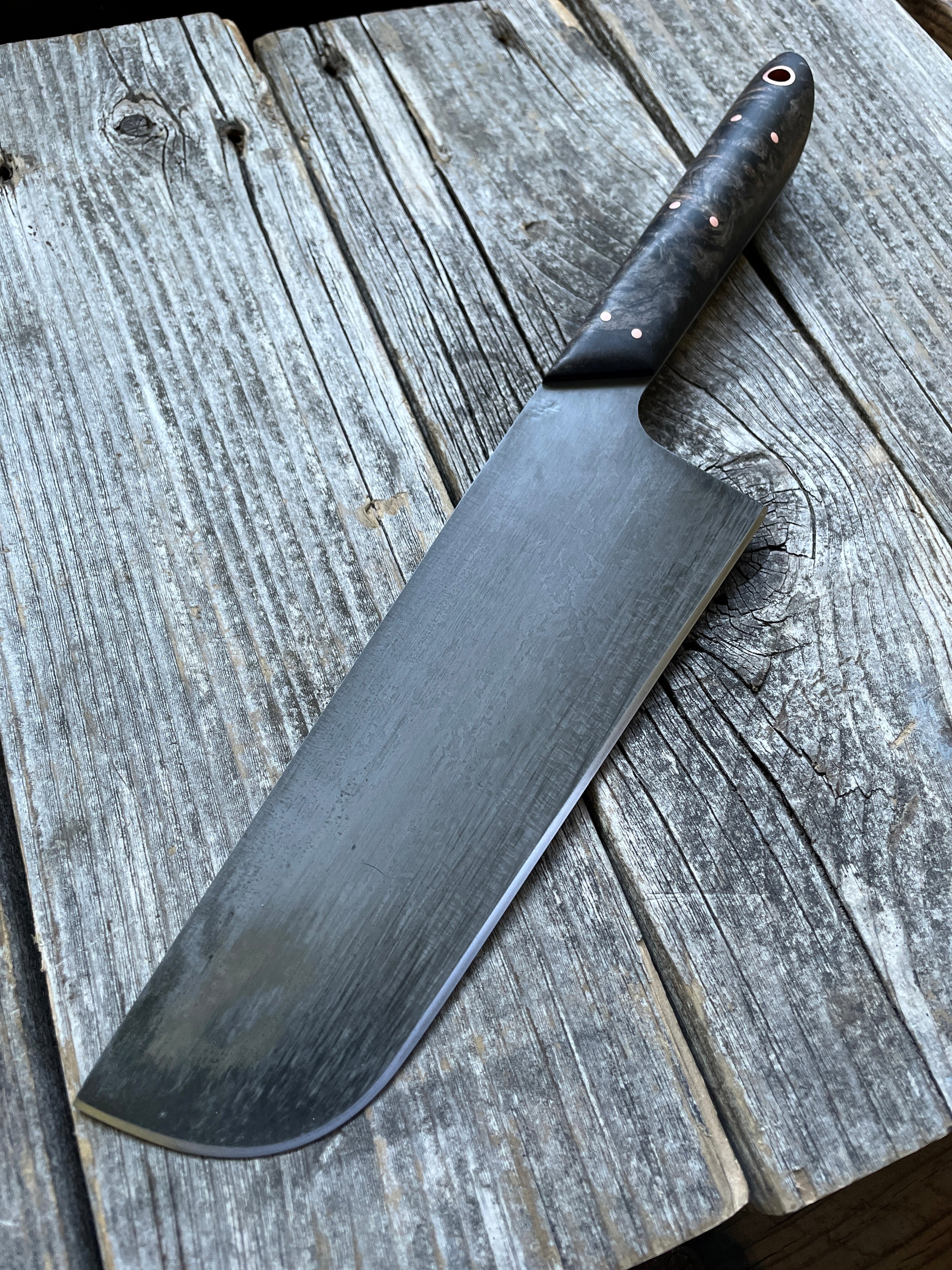 Western “Nakiri” Vegetable Knife— Maple Burl & Copper