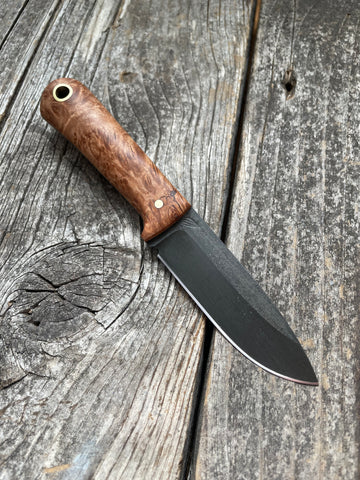 Survival Scout Knife — Maple Burl & Brass