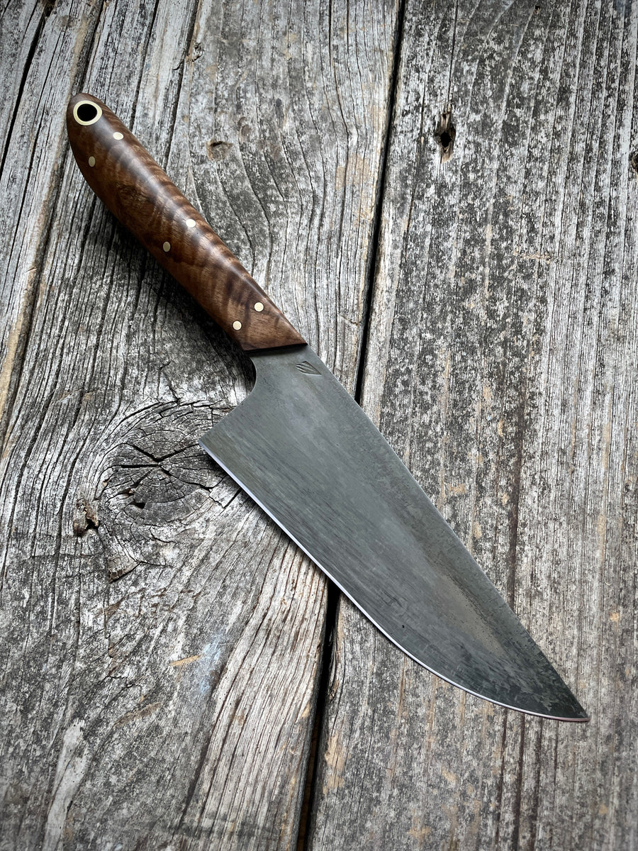 Western Mini-Chef's Knife — English Walnut & Brass