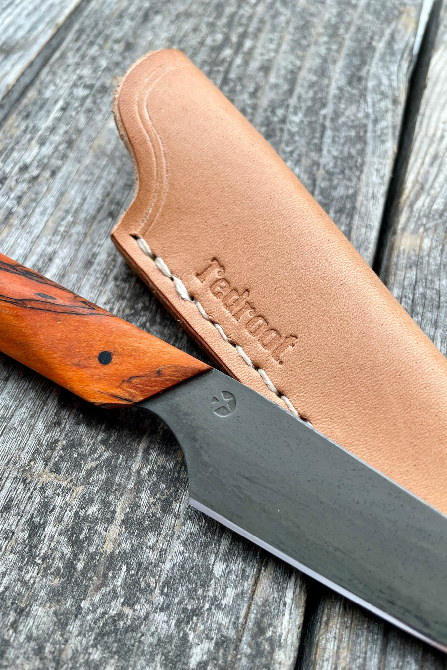 Western Paring Knife 3.75" — Dyed Spalted Maple & Linen Micarta