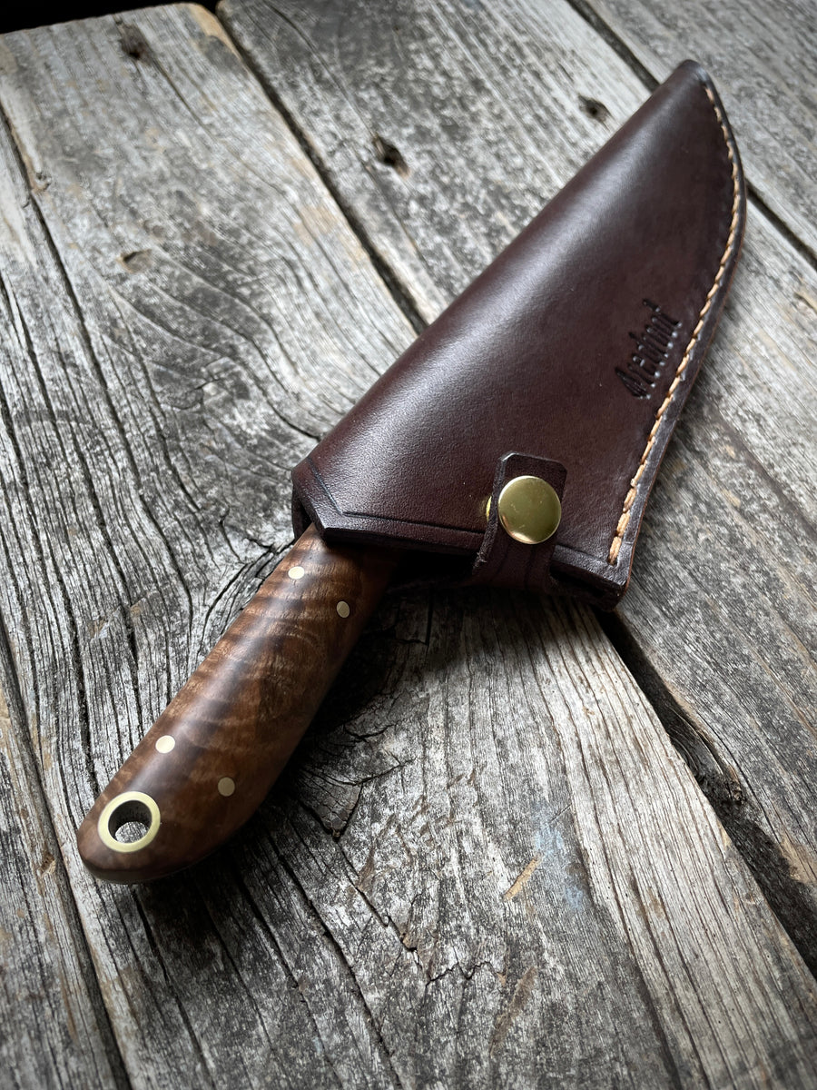 Western Mini-Chef's Knife — English Walnut & Brass