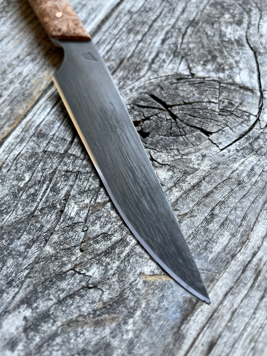Western Paring Knife 3.75" —  Maple Burl & Copper