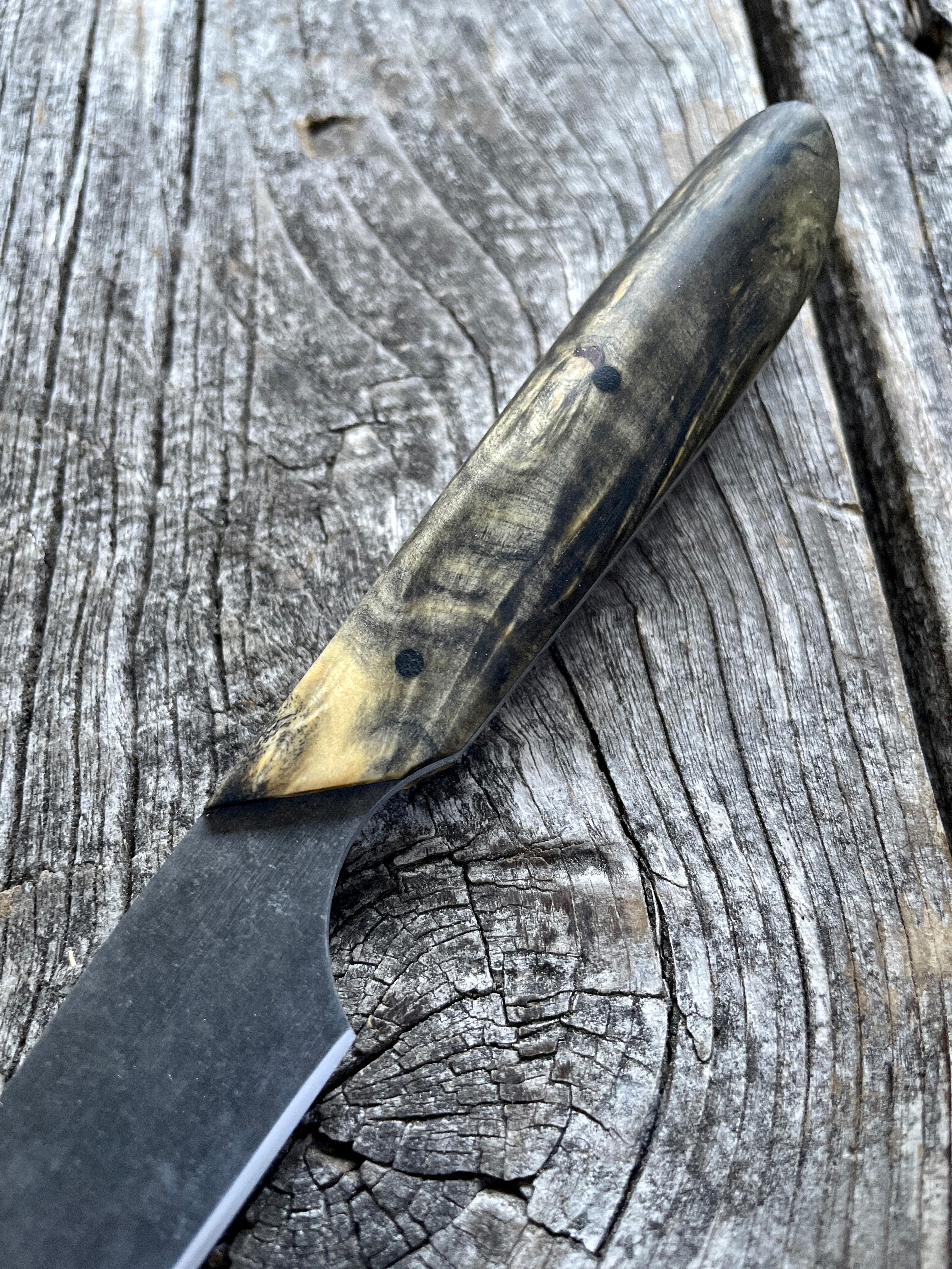 Western Paring Knife 3.75" —  Buckeye Burl & Linen Micarta
