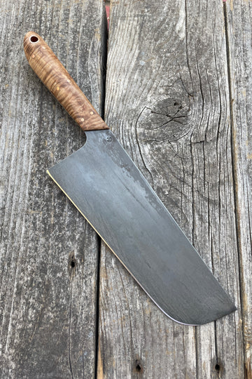 Western “Nakiri” Vegetable Knife— Quilted Maple & Copper