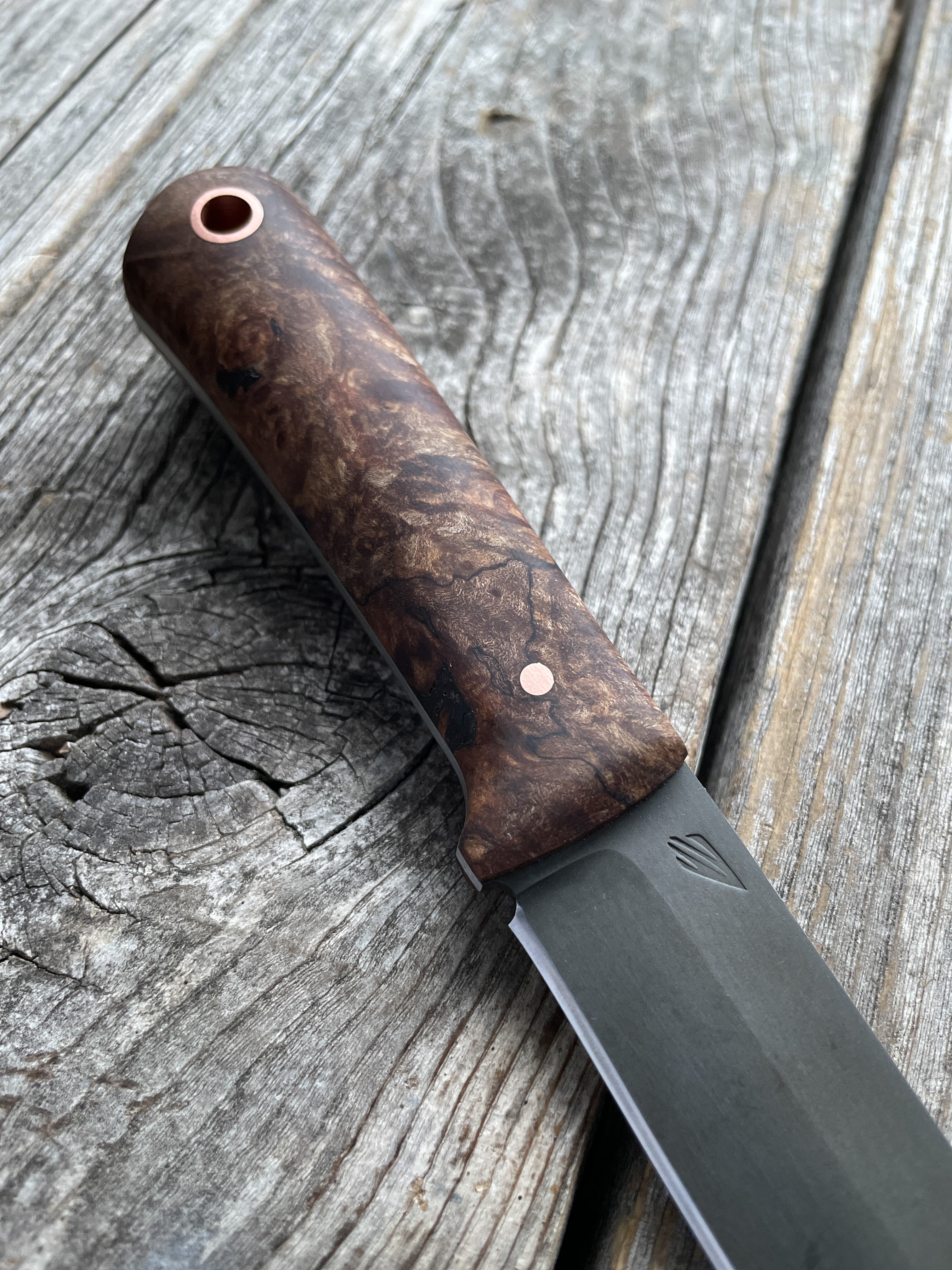 Mountain Scout Knife — Spalted Maple Burl & Copper