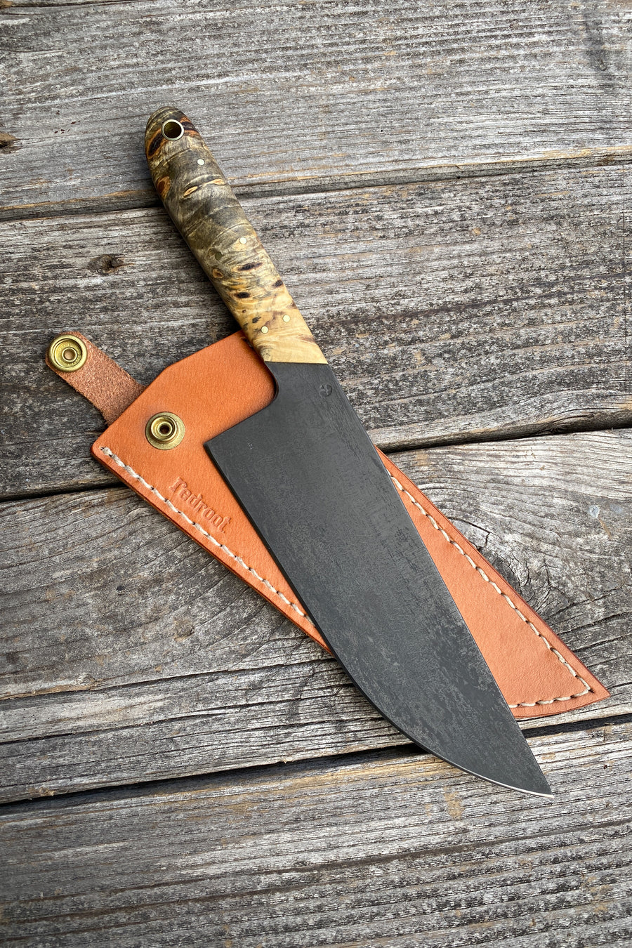 Western Chef’s Knife 7” — Buckeye Burl & Brass