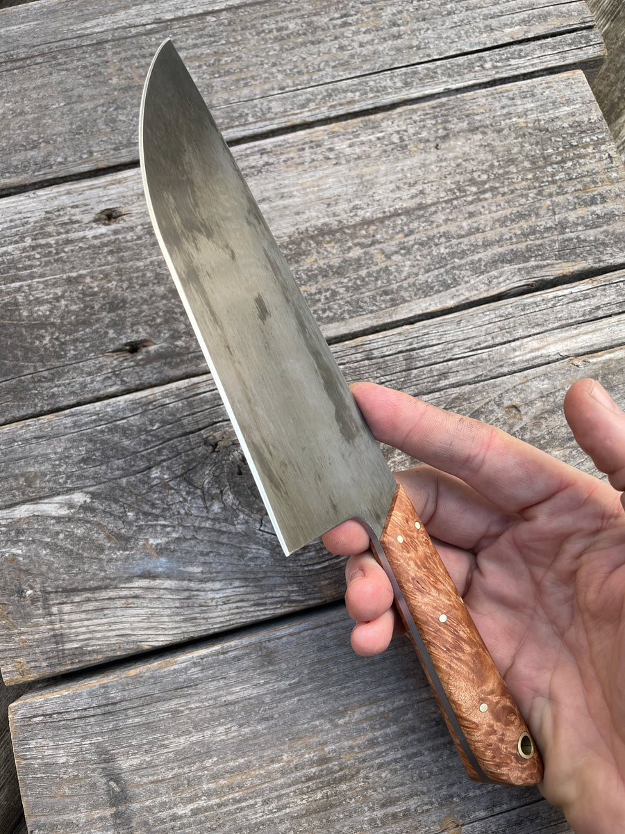 Western Chef’s Knife 7” — Maple Burl & Brass