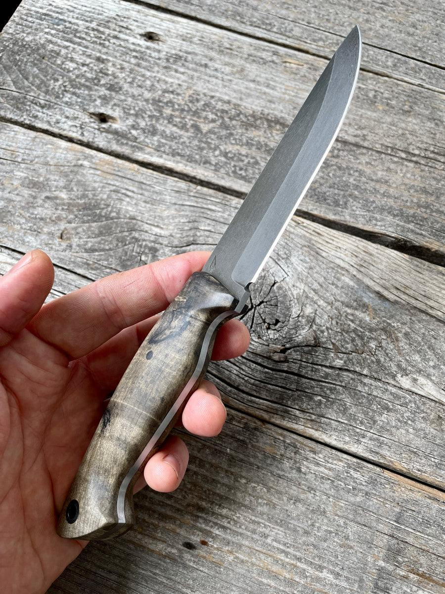 Valence Bushcrafter — buckeye burl & Linen Micarta