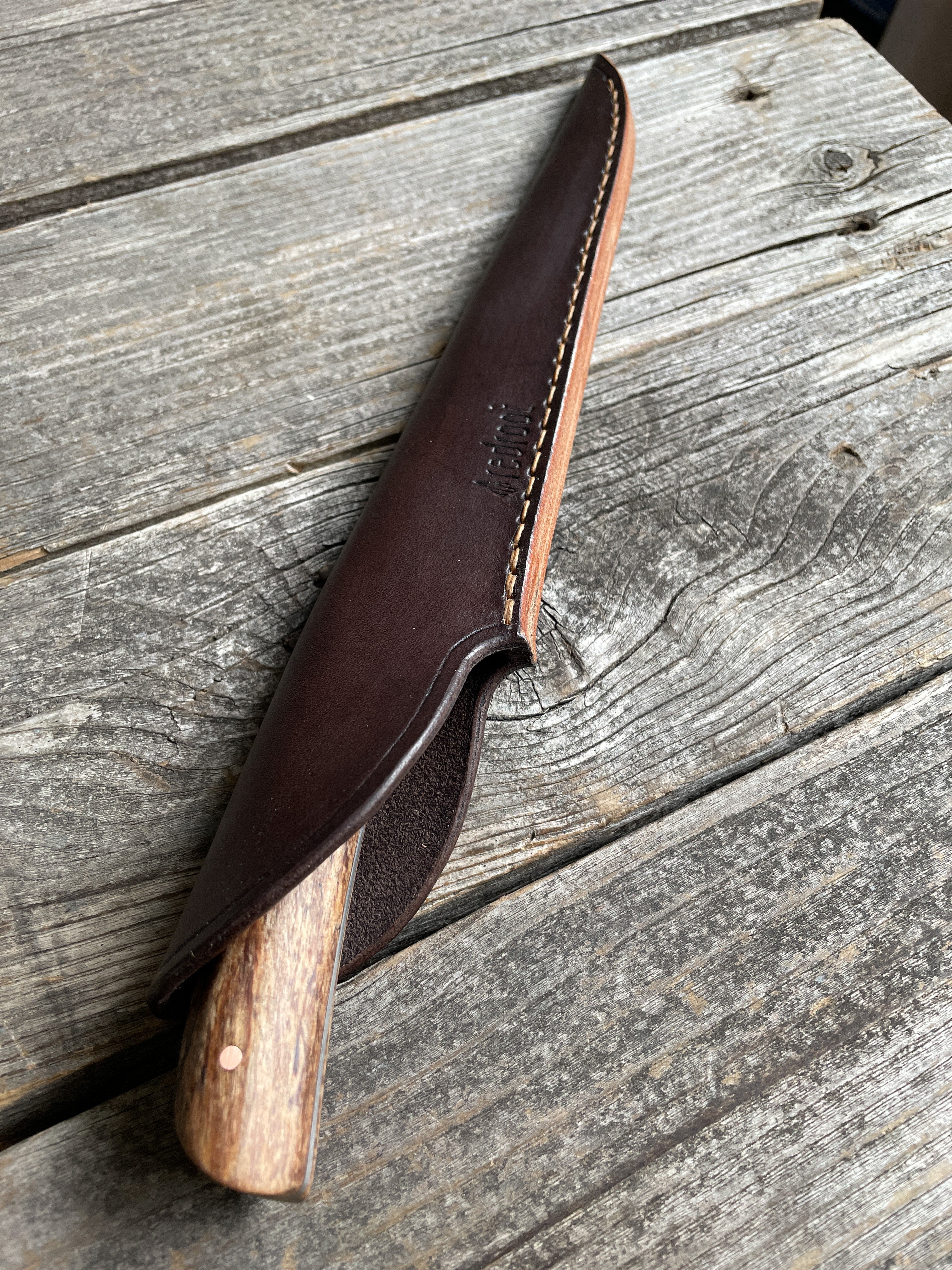 Western Heavy Fillet Knife 8" — Spalted Maple & Copper