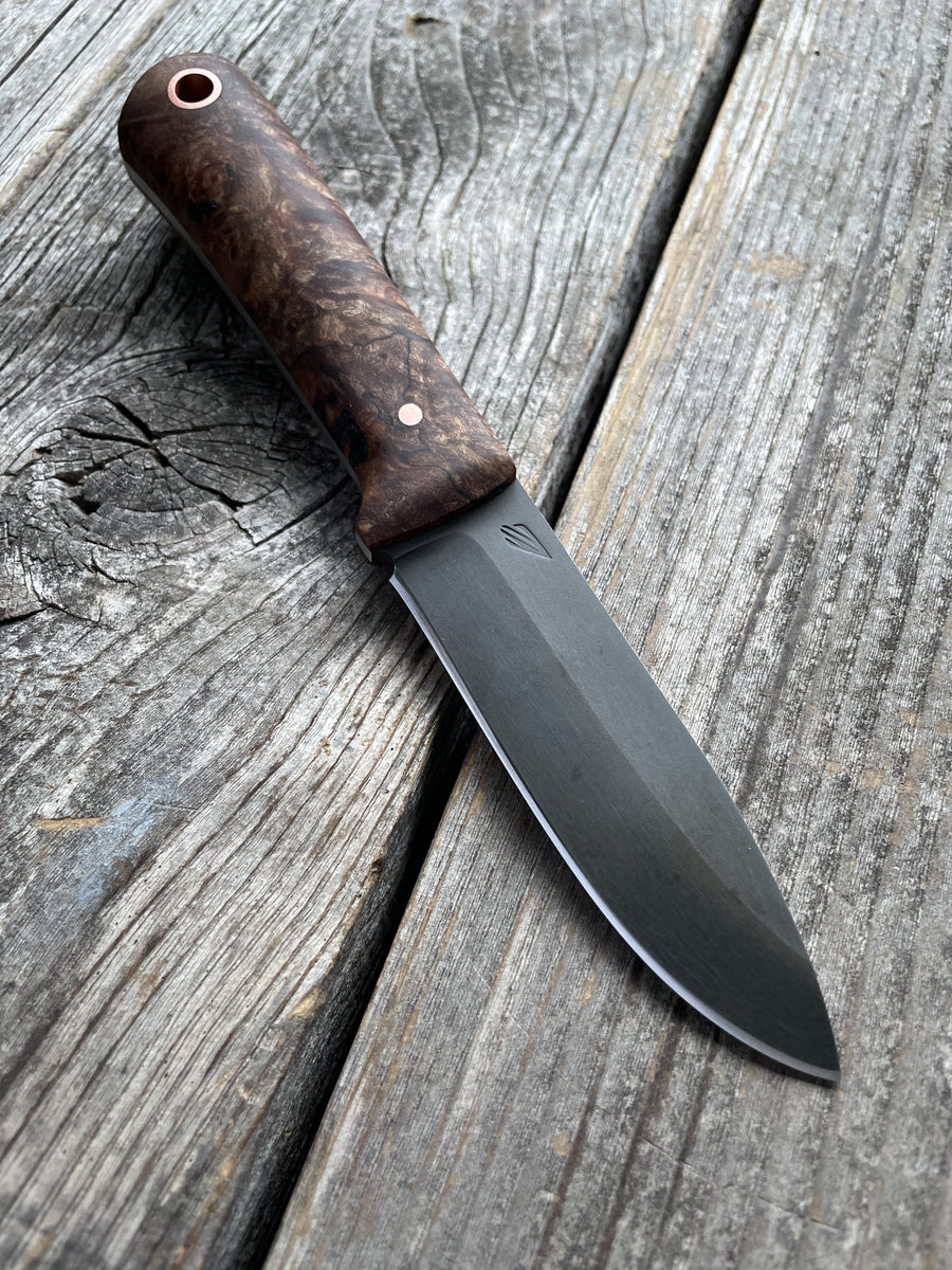 Mountain Scout Knife — Spalted Maple Burl & Copper