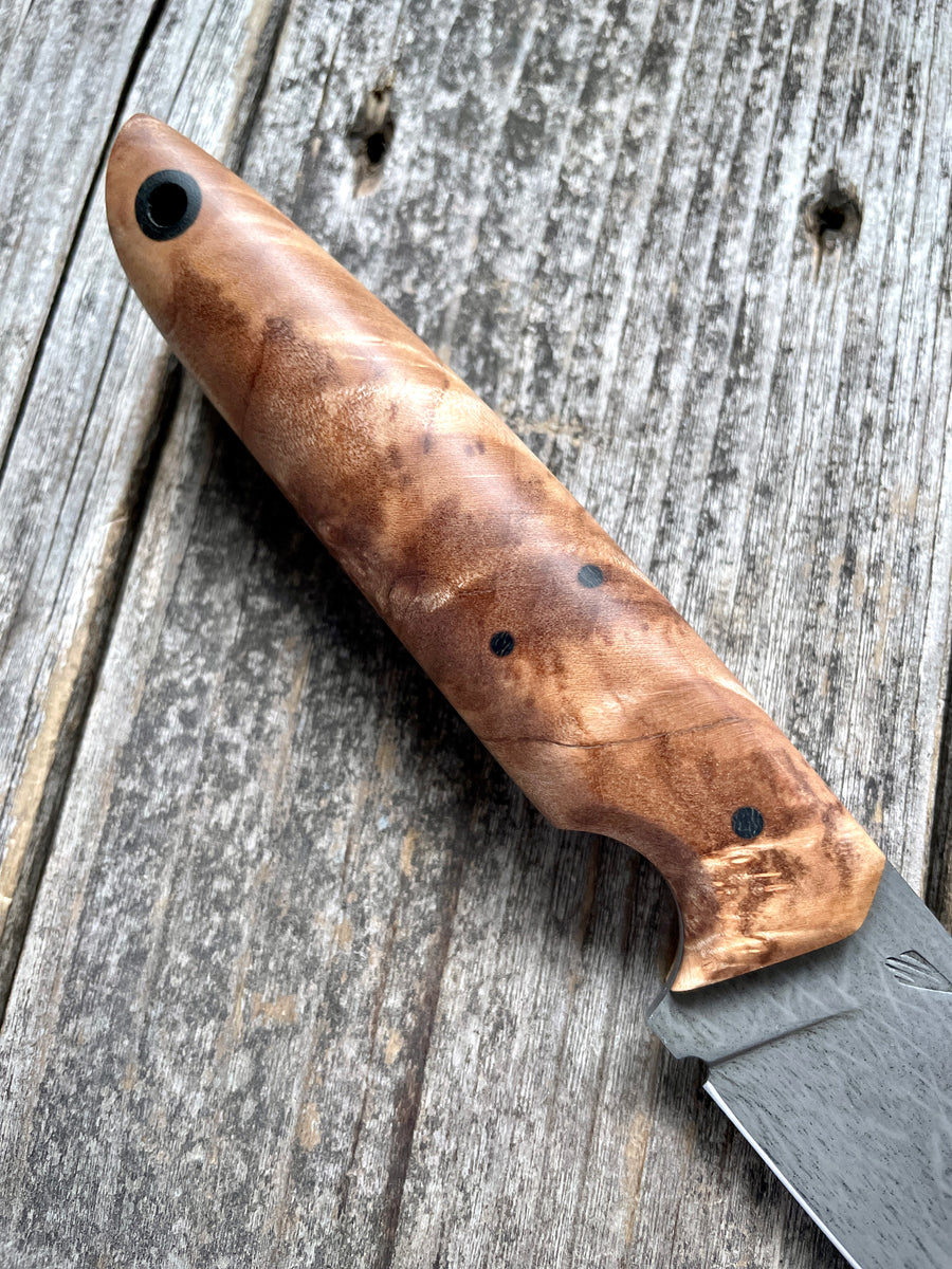 Drop-Point Harvester— Maple Burl & Linen Micarta