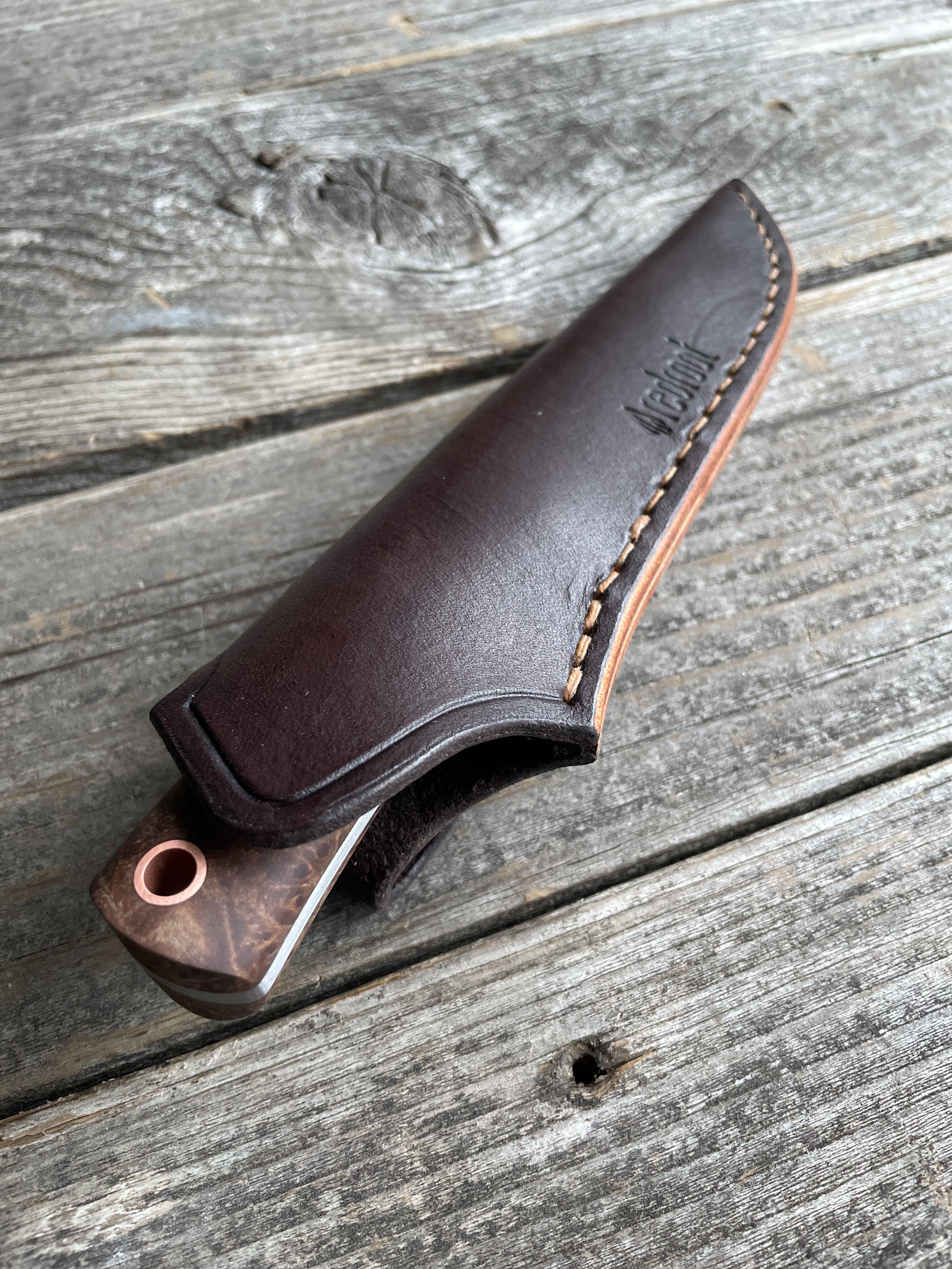 Mountain Scout Knife — Spalted Maple Burl & Copper