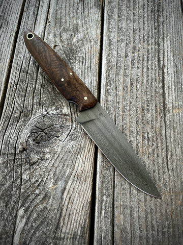 Drop-Point Harvester— Quilted Walnut & Brass