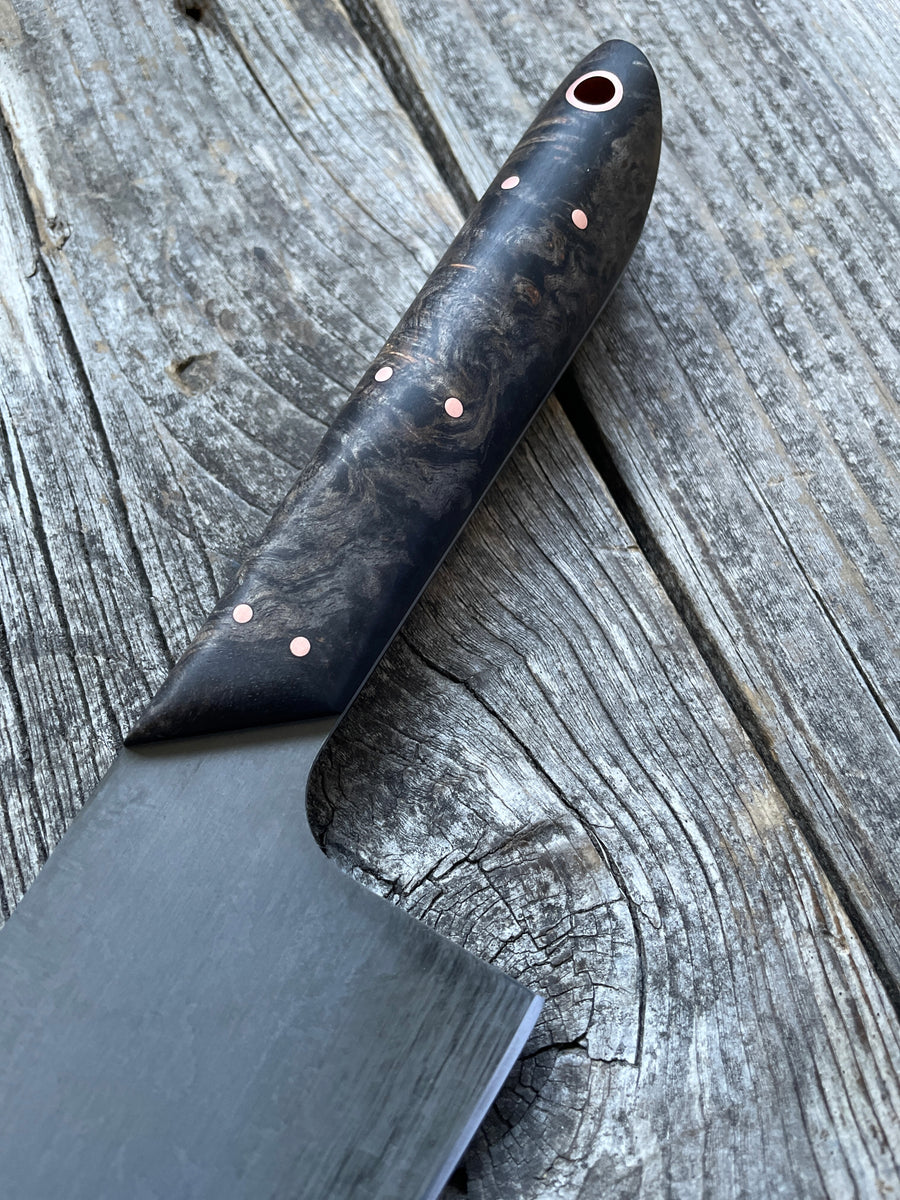 Western “Nakiri” Vegetable Knife— Maple Burl & Copper