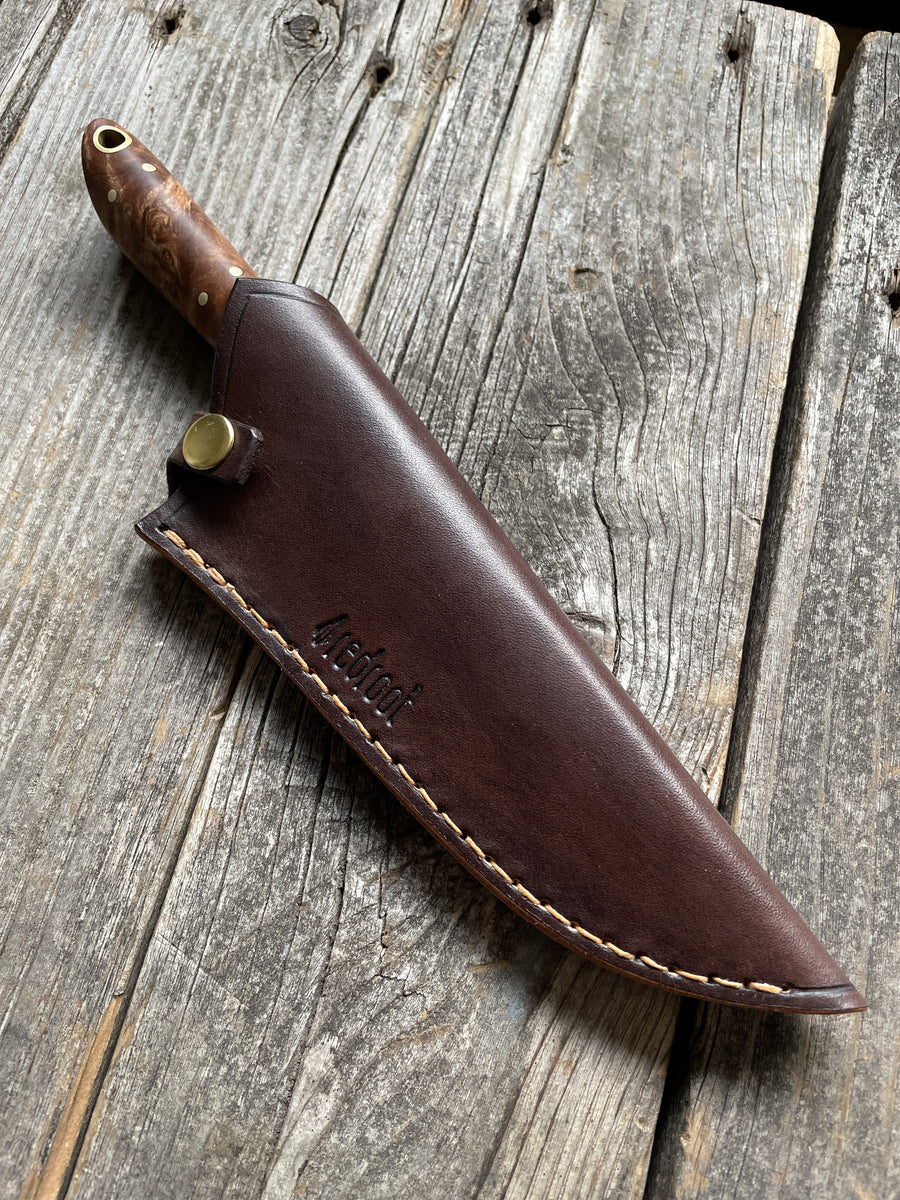 Western Mini-Chef's Knife — Maple Burl & Brass