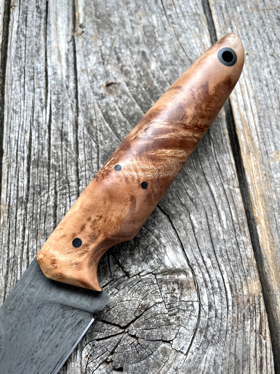 Drop-Point Harvester— Maple Burl & Linen Micarta