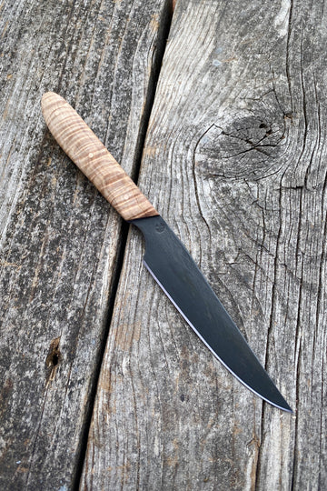 Western Paring Knife 3.75" — Quilted Maple & Copper