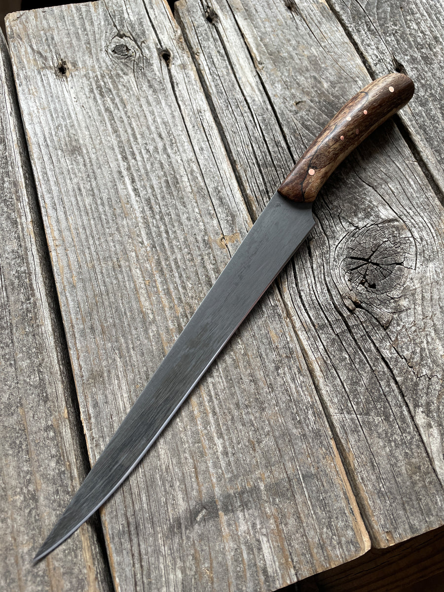 Western Heavy Fillet Knife 8" — Spalted Maple & Copper