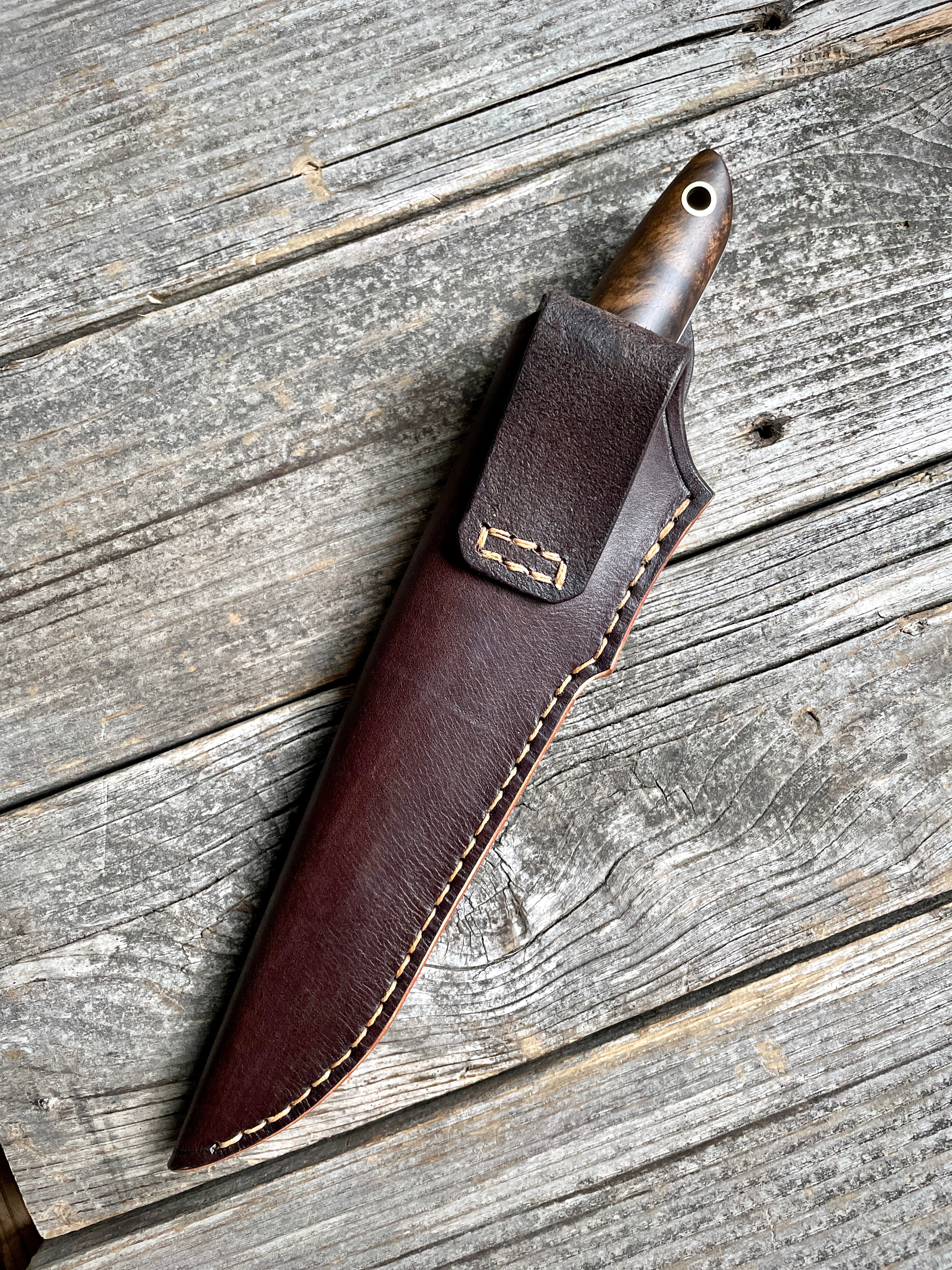 Drop-Point Harvester— Walnut Burl & Brass