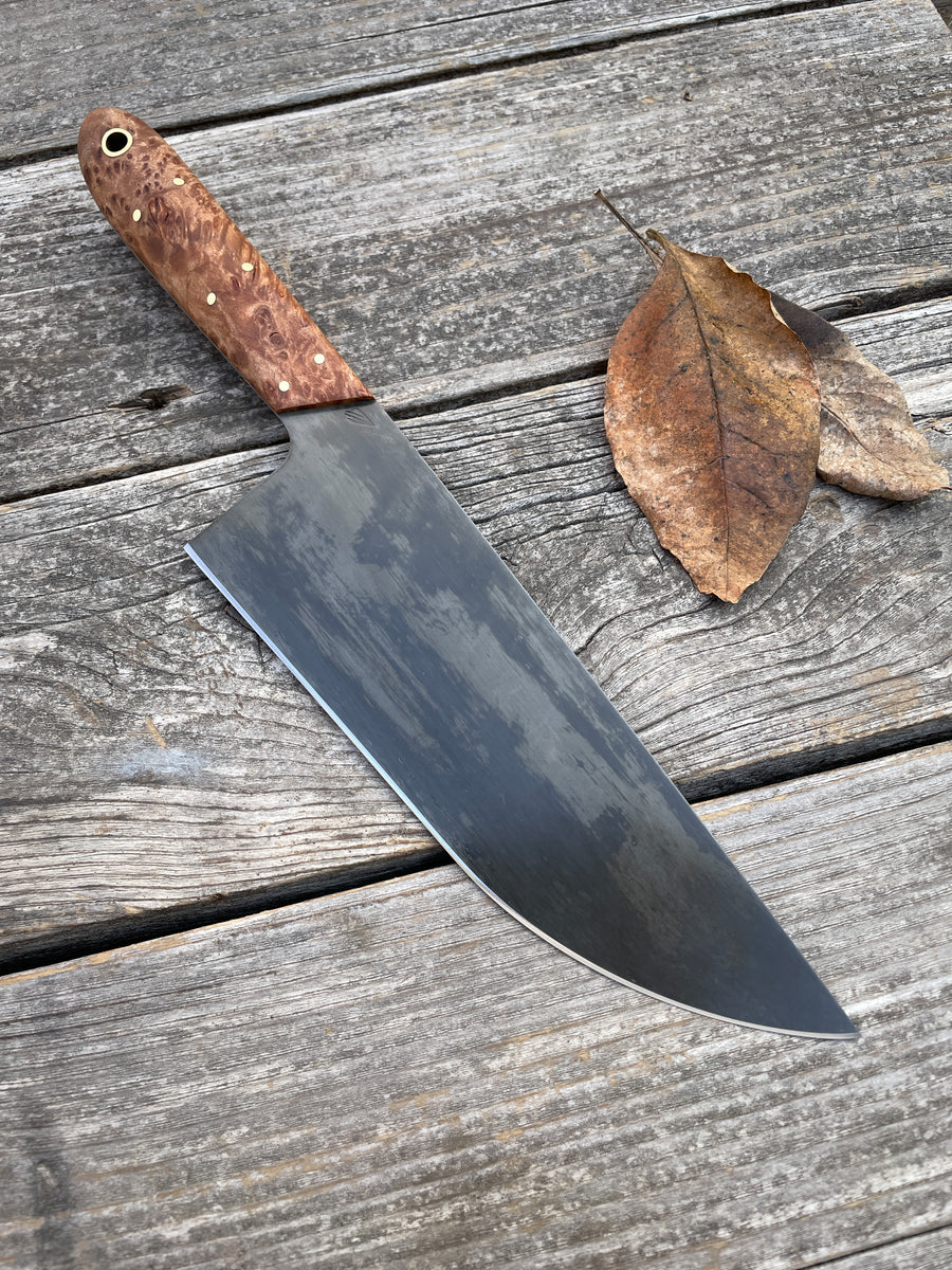 Western Chef’s Knife 7” — Maple Burl & Brass