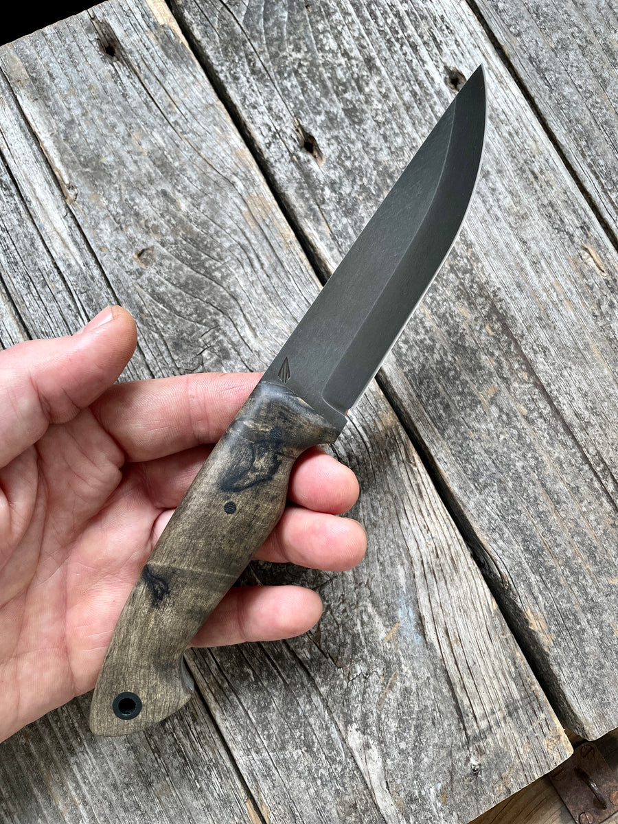 Valence Bushcrafter — buckeye burl & Linen Micarta