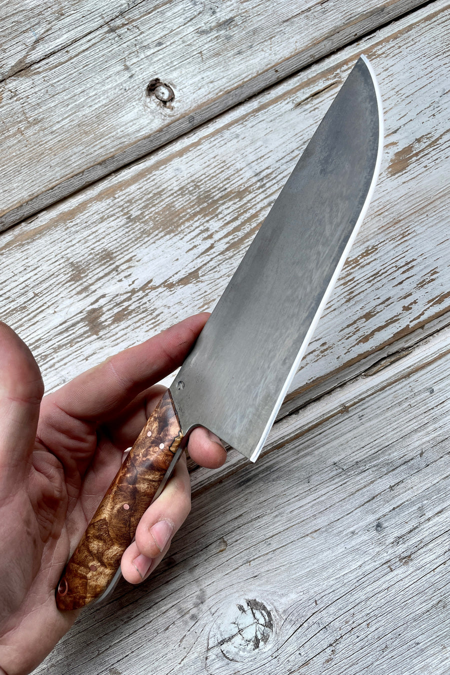 Western Chef’s Knife 7” — Spalted Maple Burl & Copper