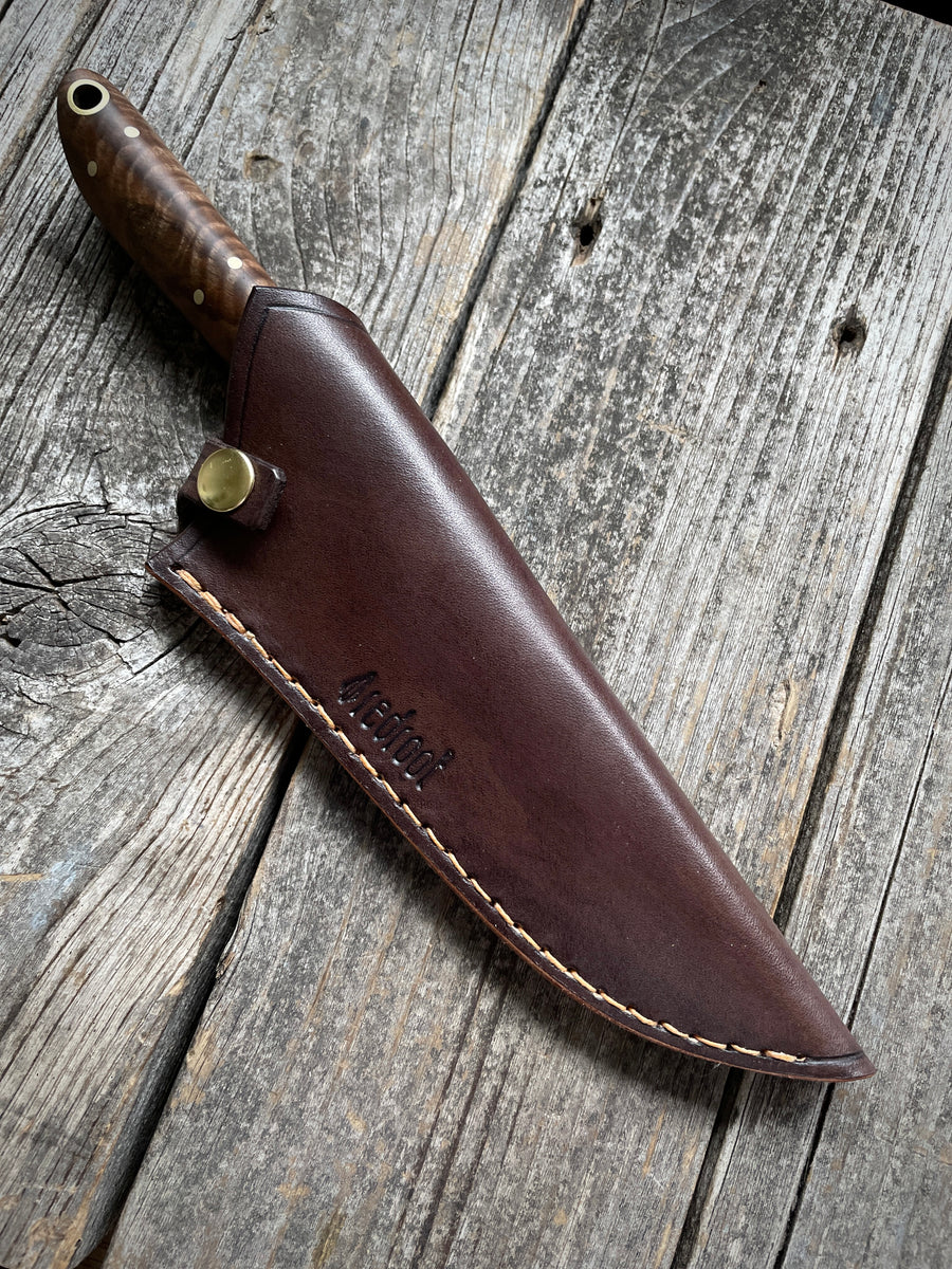 Western Mini-Chef's Knife — English Walnut & Brass