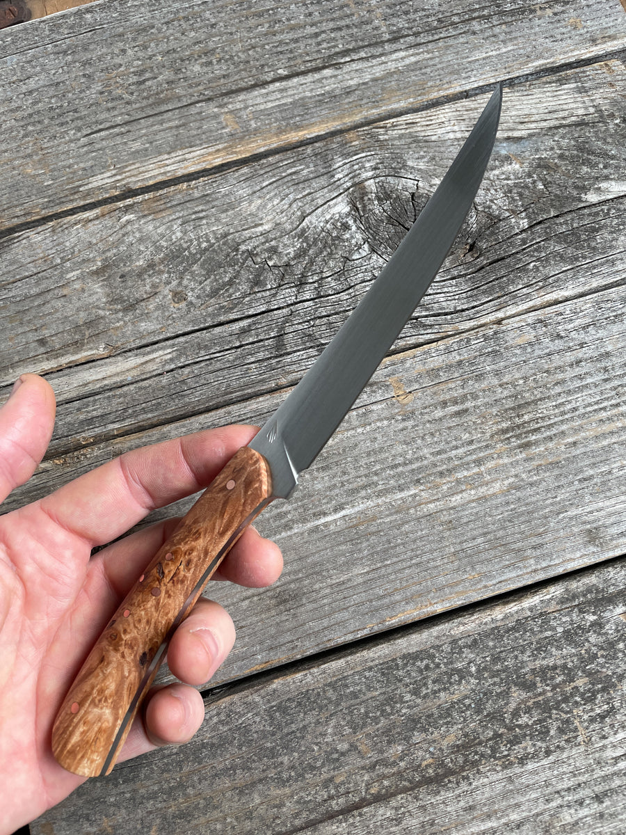 Mattei’s Boning/Fillet knife 6" — (Stainless) Maple Burl & Copper