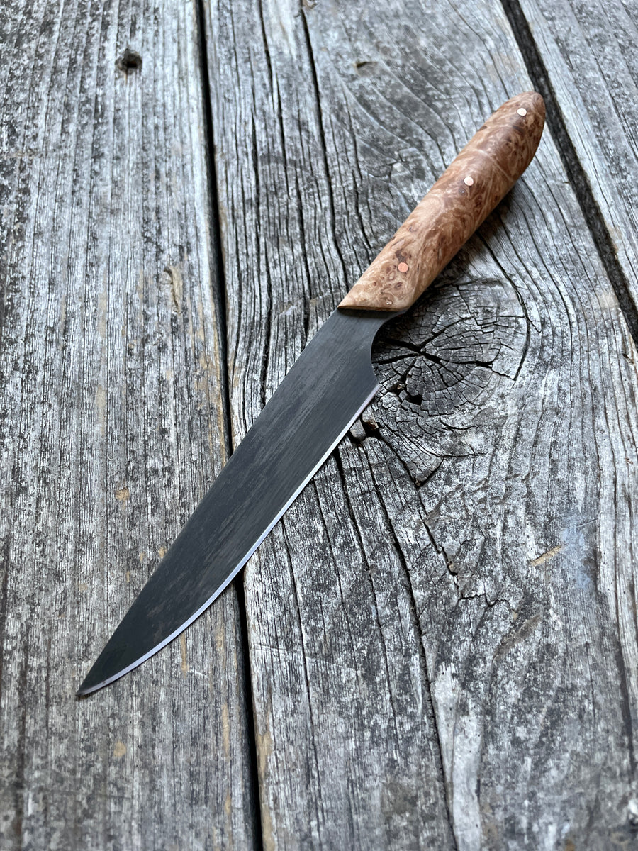 Western Paring Knife 3.75" —  Maple Burl & Copper