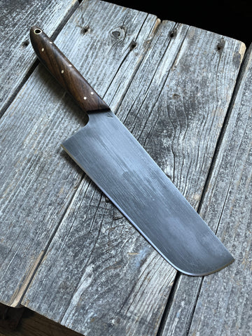 Western “Nakiri” Vegetable Knife— Maple Burl & brass