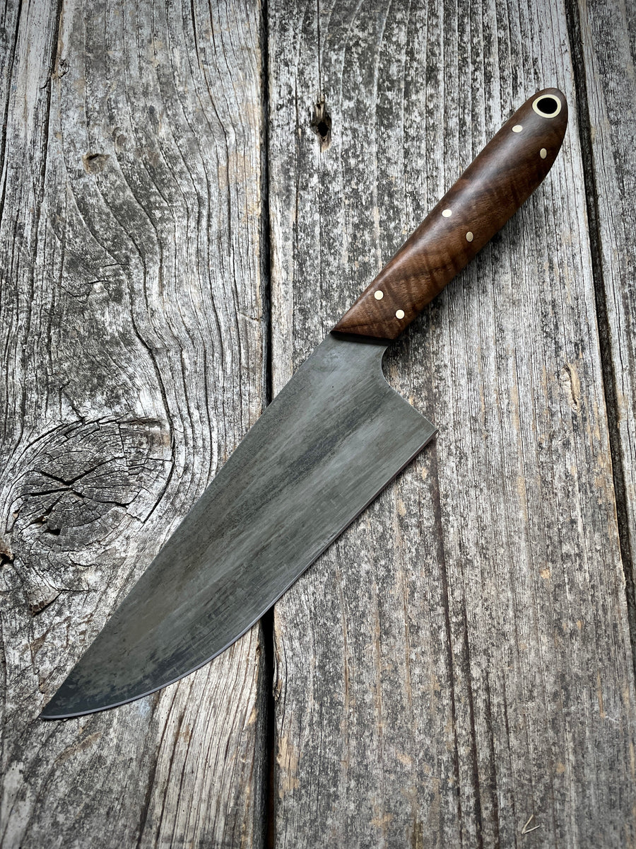 Western Mini-Chef's Knife — English Walnut & Brass