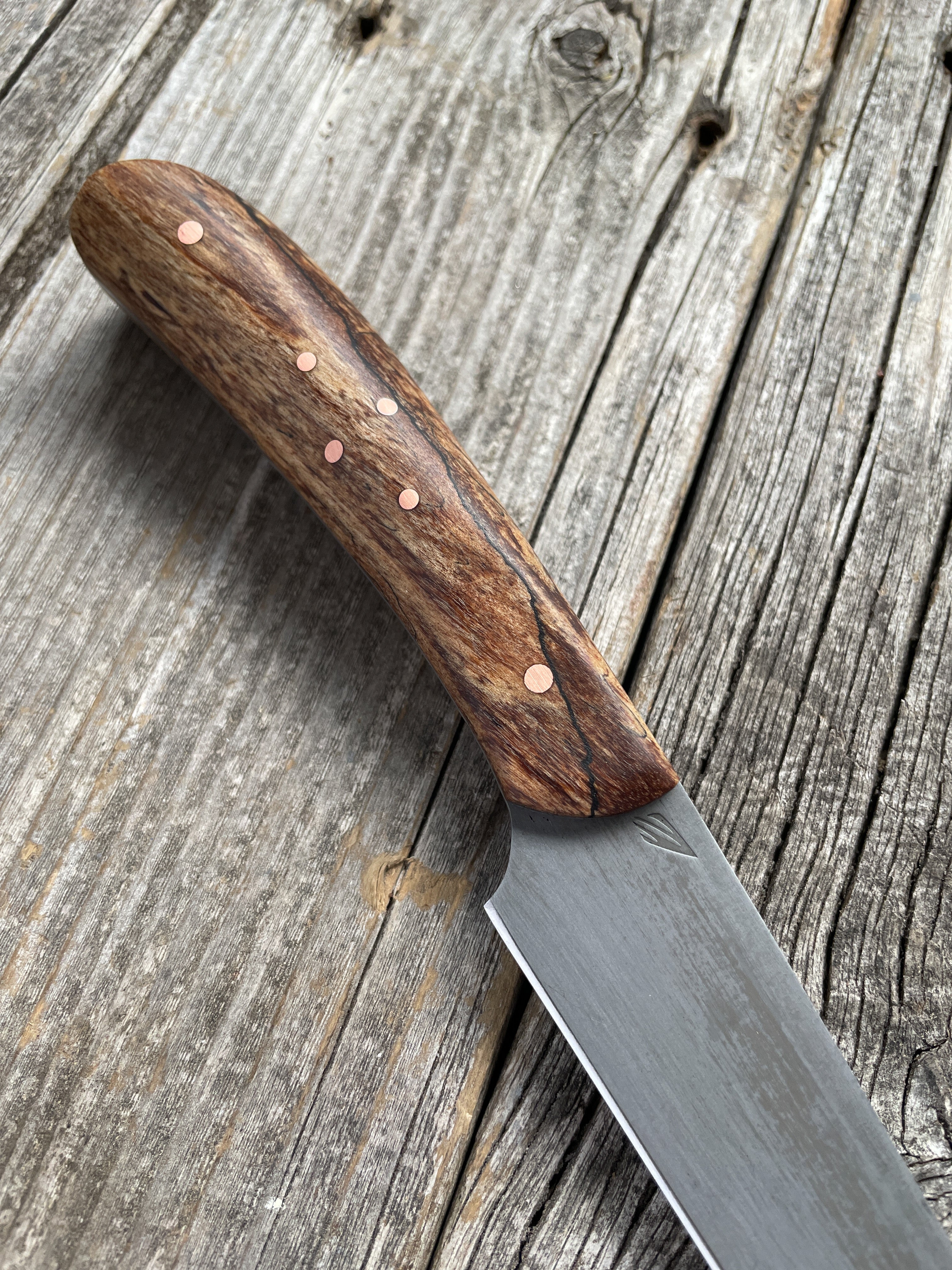 Western Heavy Fillet Knife 8" — Spalted Maple & Copper