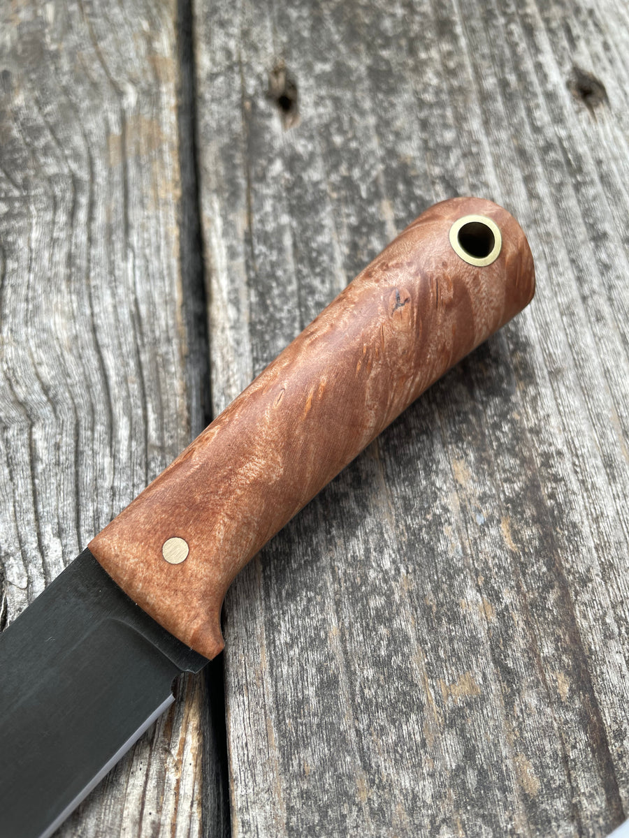 Survival Scout Knife — Maple Burl & Brass