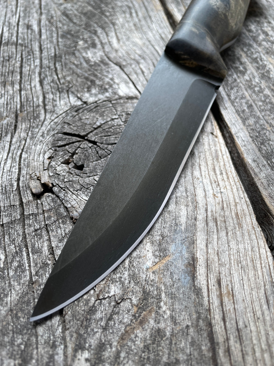 Valence Bushcrafter — buckeye burl & Linen Micarta