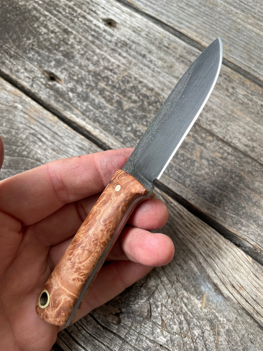 Survival Scout Knife — Maple Burl & Brass